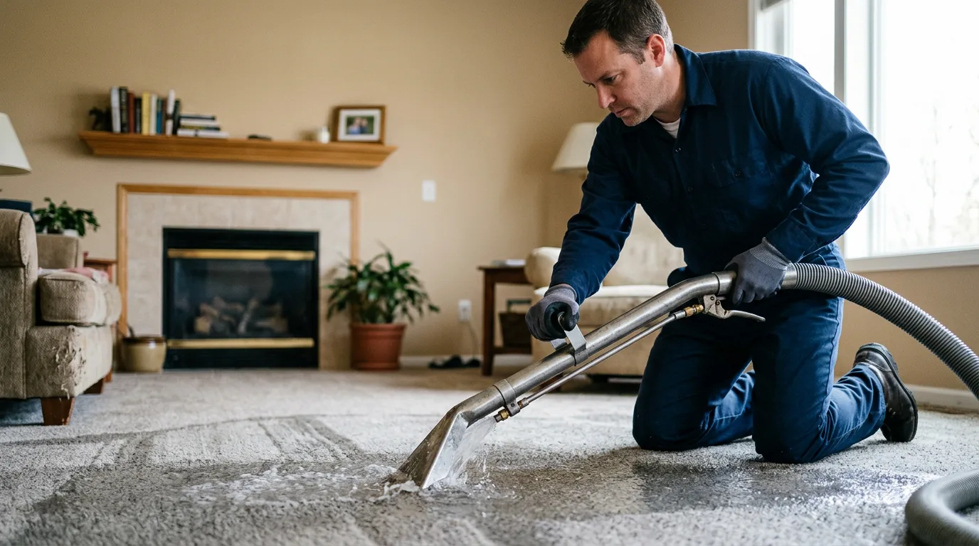 Water damage restoration technician working near Evangeline, LA